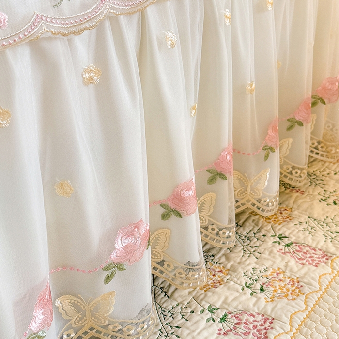 91家纺网 家纺一手货源 找家纺 苏米娜 2026春夏超柔水洗棉床裙款四件套-唯爱系列 唯爱-奶油白