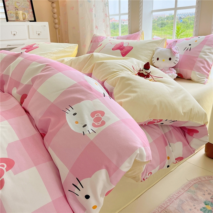 桃子家居 2026新款A类三丽鸥正版授权卡通数码印花混搭纯棉印花系列四件套 棉三丽鸥-混搭告白kt猫
