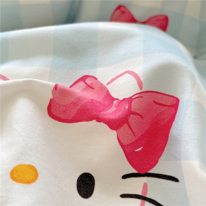 91家纺网 家纺一手货源 找家纺 桃子家居 2026新款A类三丽鸥正版授权卡通数码印花混搭纯棉印花系列四件套 棉三丽鸥-混搭乖巧kitty