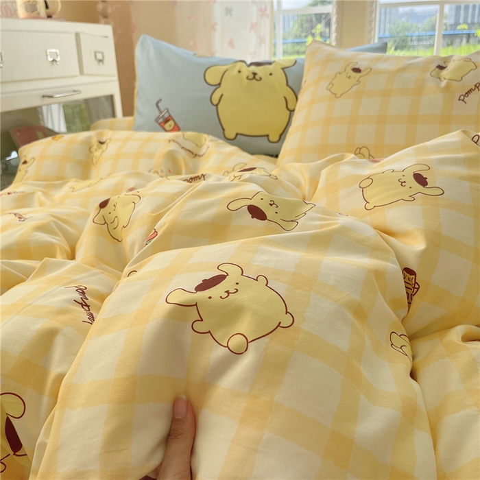 91家纺网 家纺一手货源 找家纺 桃子家居 2026新款A类三丽鸥正版授权卡通数码印花混搭纯棉印花系列四件套 棉三丽鸥-混搭焦糖布丁狗