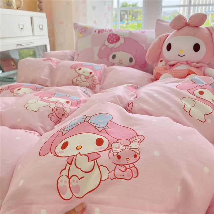 91家纺网 家纺一手货源 找家纺 桃子家居 2026新款A类三丽鸥正版授权卡通数码印花混搭纯棉印花系列四件套 棉三丽鸥-混搭魔法美乐蒂