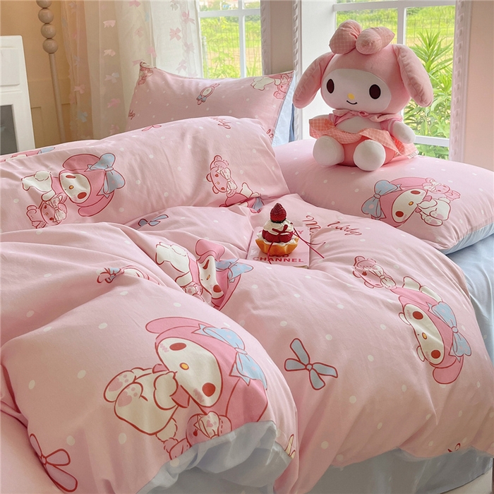 91家纺网 家纺一手货源 找家纺 桃子家居 2026新款A类三丽鸥正版授权卡通数码印花混搭纯棉印花系列四件套 棉三丽鸥-混搭魔法美乐蒂