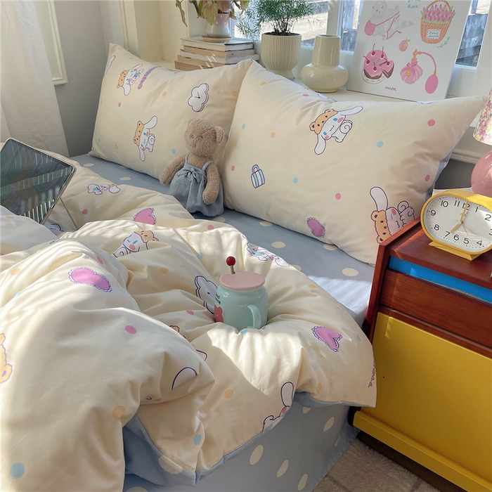 桃子家居 2026新款A类三丽鸥正版授权卡通数码印花混搭纯棉印花系列四件套 棉三丽鸥-开心玉桂狗