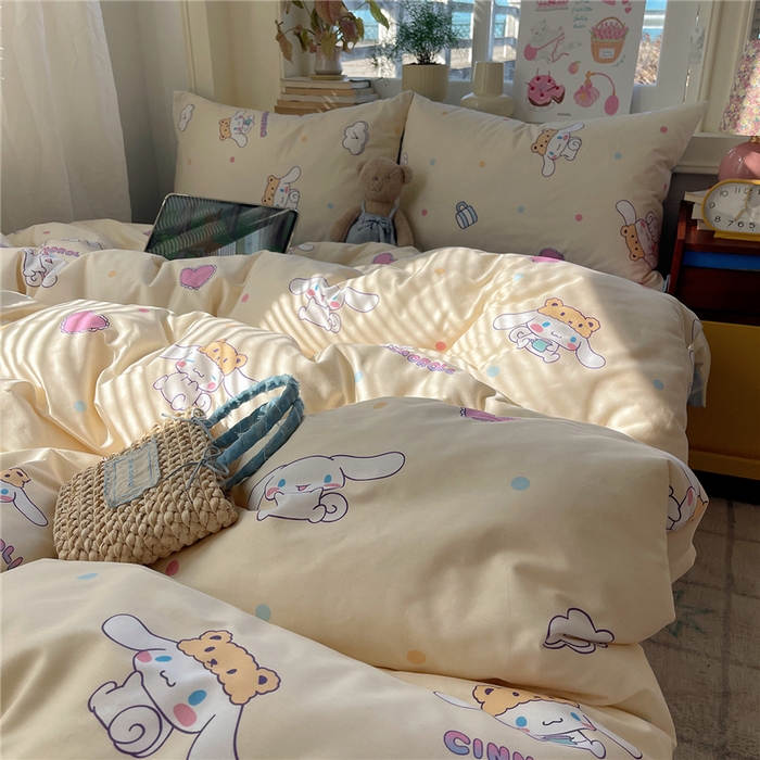 91家纺网 家纺一手货源 找家纺 桃子家居 2026新款A类三丽鸥正版授权卡通数码印花混搭纯棉印花系列四件套 棉三丽鸥-开心玉桂狗