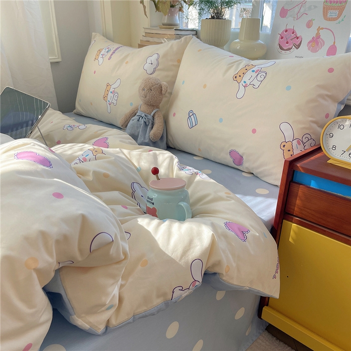 91家纺网 家纺一手货源 找家纺 桃子家居 2026新款A类三丽鸥正版授权卡通数码印花混搭纯棉印花系列四件套 棉三丽鸥-开心玉桂狗