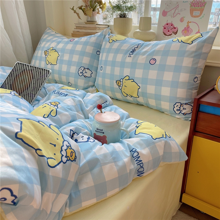 91家纺网 家纺一手货源 找家纺 桃子家居 2026新款A类三丽鸥正版授权卡通数码印花混搭纯棉印花系列四件套 棉三丽鸥-蓝格布丁狗