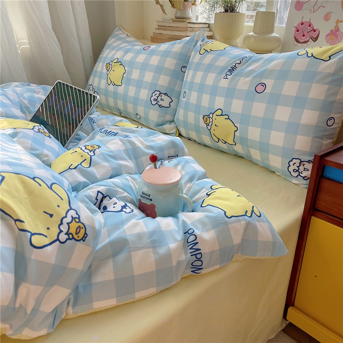 91家纺网 家纺一手货源 找家纺 桃子家居 2026新款A类三丽鸥正版授权卡通数码印花混搭纯棉印花系列四件套 棉三丽鸥-蓝格布丁狗