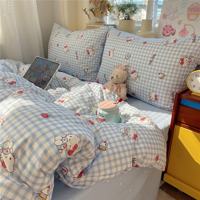 桃子家居 2026新款A类三丽鸥正版授权卡通数码印花混搭纯棉印花系列四件套 棉三丽鸥-蓝格甜心kt