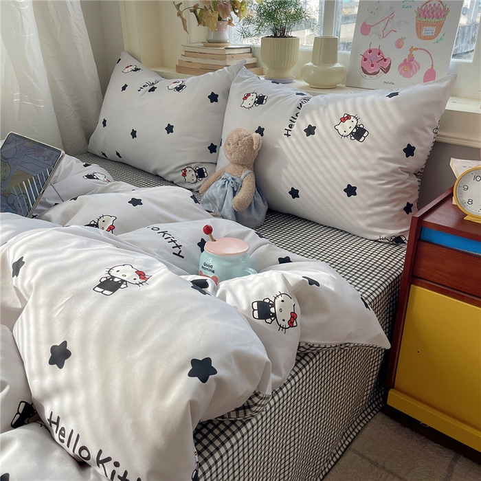 桃子家居 2026新款A类三丽鸥正版授权卡通数码印花混搭纯棉印花系列四件套 棉三丽鸥-奶油星星kt