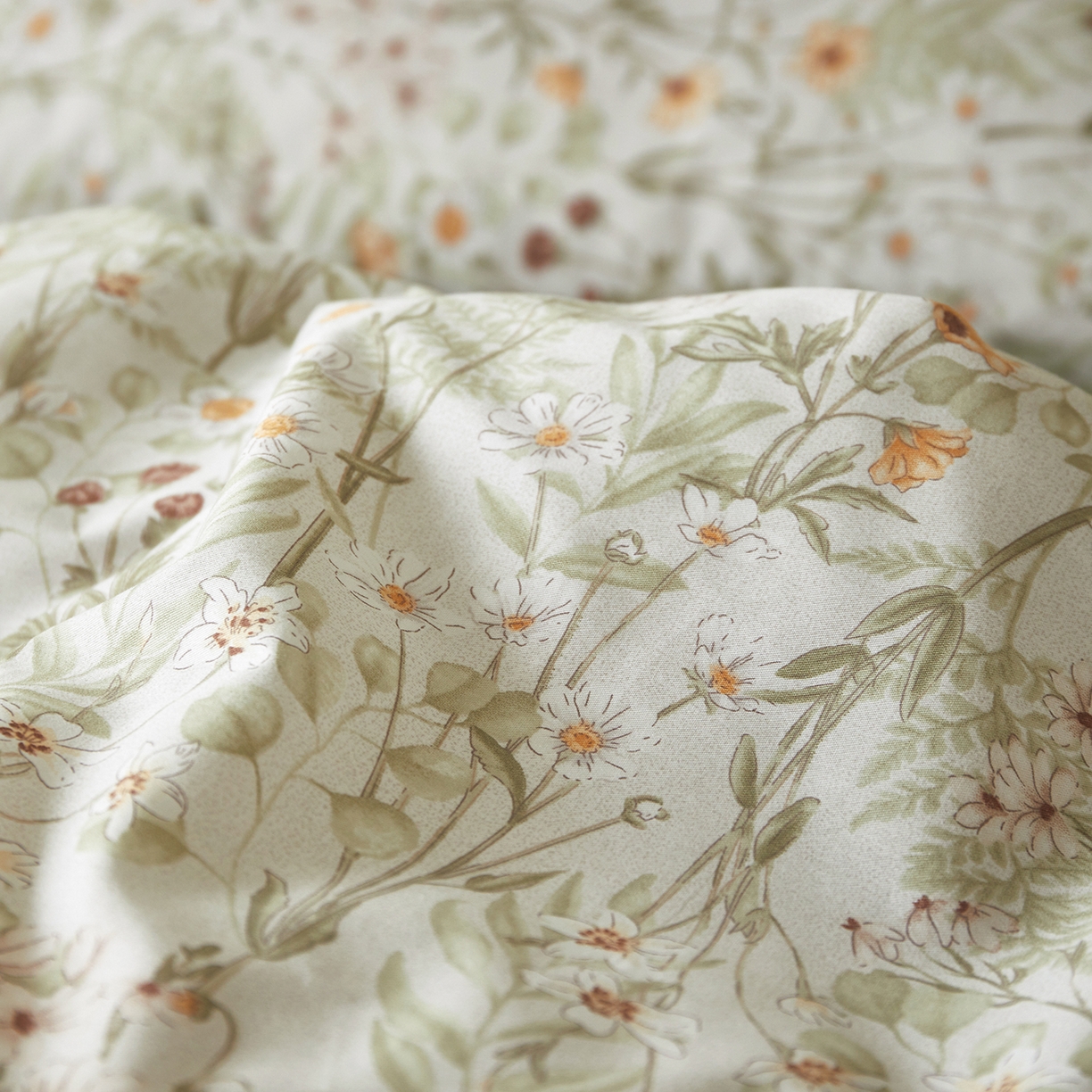 91家纺网 家纺一手货源 找家纺 （总）绫韵家纺 2026春夏新款13372全棉ins小碎花纯棉田园风床单床笠四件套系绳蝴蝶结系列