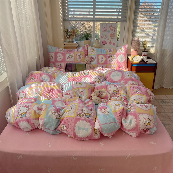 91家纺网 家纺一手货源 找家纺 桃子家居 2026新款A类三丽鸥正版授权卡通数码印花混搭纯棉印花系列四件套 棉三丽鸥-甜美日记