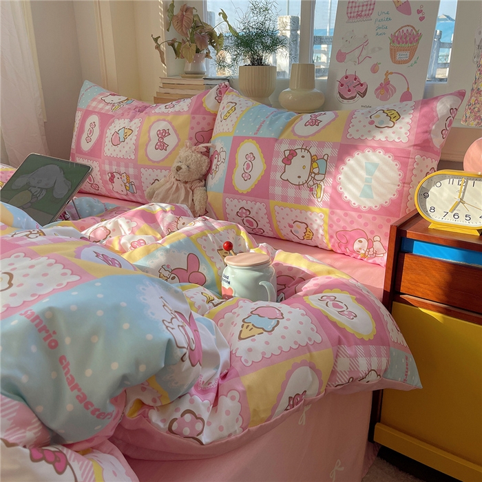 桃子家居 2026新款A类三丽鸥正版授权卡通数码印花混搭纯棉印花系列四件套 棉三丽鸥-甜美日记