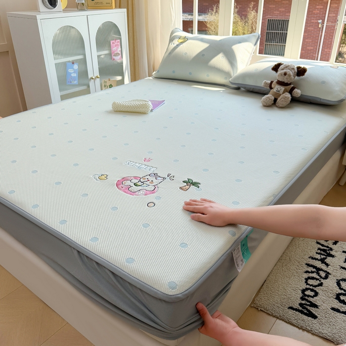 91家纺网 家纺一手货源 找家纺 凯罗 2026凯罗新款卡通印加绣花小红书爆款凉豆豆绣花床笠可水洗床笠款 夏日派对