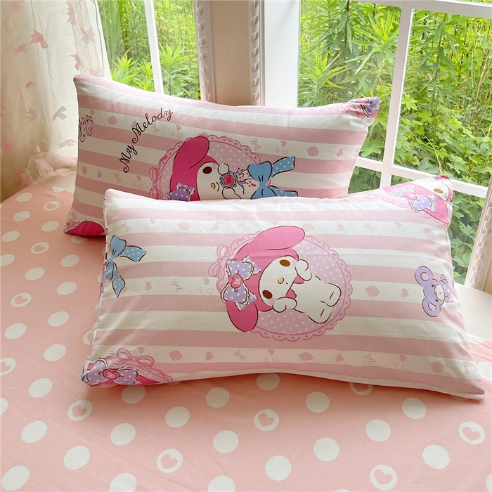 91家纺网 家纺一手货源 找家纺 桃子家居 2026新款A类三丽鸥正版授权卡通数码印花混搭纯棉印花系列四件套 棉三丽鸥-甜甜美乐蒂