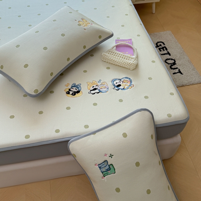 91家纺网 家纺一手货源 找家纺 凯罗 2026凯罗新款卡通印加绣花小红书爆款凉豆豆绣花床笠可水洗床笠款 泡泡熊猫乐