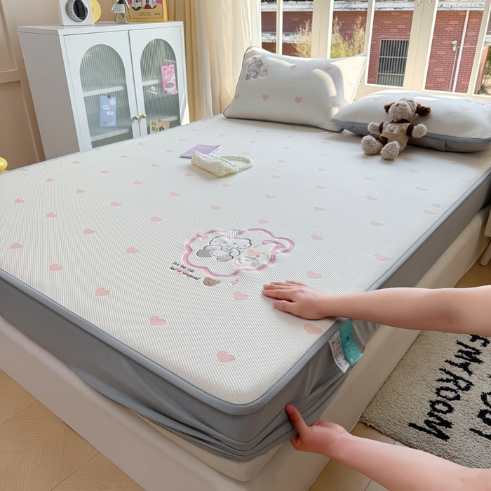 凯罗 2026凯罗新款卡通印加绣花小红书爆款凉豆豆绣花床笠可水洗床笠款 甜甜烘焙屋