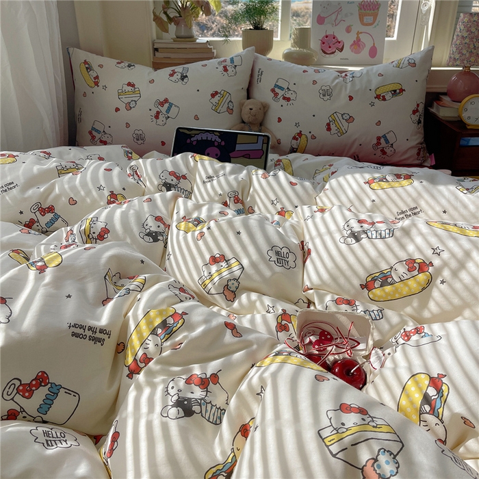 91家纺网 家纺一手货源 找家纺 桃子家居 2026新款A类三丽鸥正版授权卡通数码印花混搭纯棉印花系列四件套 棉三丽鸥-甜甜kt