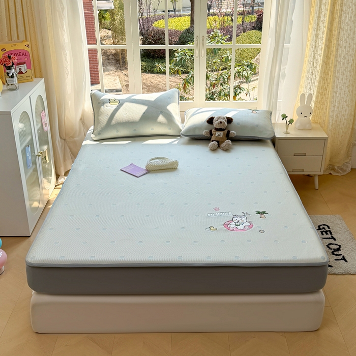 91家纺网 家纺一手货源 找家纺 凯罗 2026凯罗新款卡通印加绣花小红书爆款凉豆豆绣花床笠可水洗床笠款 夏日派对