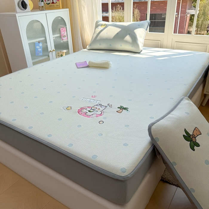 91家纺网 家纺一手货源 找家纺 凯罗 2026凯罗新款卡通印加绣花小红书爆款凉豆豆绣花床笠可水洗床笠款 夏日派对