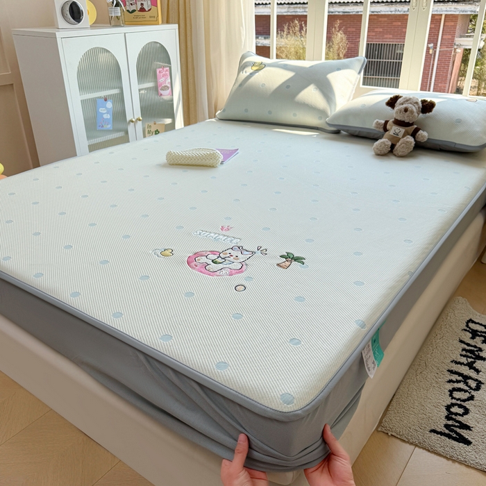 91家纺网 家纺一手货源 找家纺 凯罗 2026凯罗新款卡通印加绣花小红书爆款凉豆豆绣花床笠可水洗床笠款 夏日派对