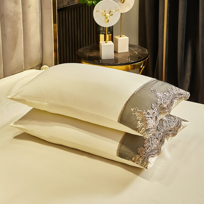 91家纺网 家纺一手货源 找家纺 沐珩家纺 2026新款轻奢典藏艺术亲肤磨毛欧式花边床裙款四件套-莫娜 莫娜-象牙白