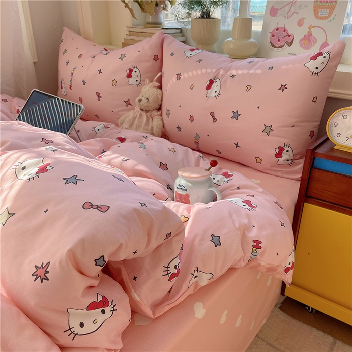 桃子家居 2026新款A类三丽鸥正版授权卡通数码印花混搭纯棉印花系列四件套 棉三丽鸥-心星kt