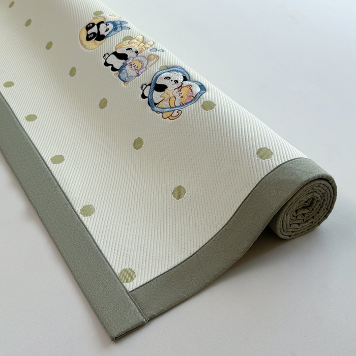 91家纺网 家纺一手货源 找家纺 凯罗 2026凯罗新款卡通印加绣花小红书爆款凉豆豆绣花床席可水洗床席款 泡泡熊猫乐