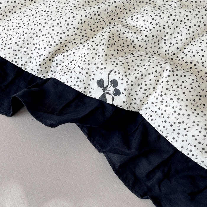 91家纺网 家纺一手货源 找家纺 （总）蜜柚 2026新款全棉双层纱黑色花边复古赫本风四件套