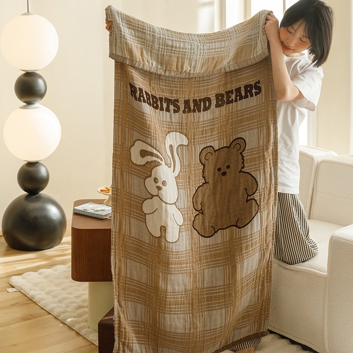 91家纺网 家纺一手货源 找家纺 （总）沐珩家纺 2026新款全棉纯棉四层纱布浴巾沙发巾加大尺寸多功能毛巾毯