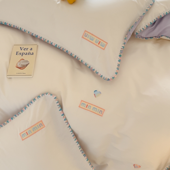 91家纺网 家纺一手货源 找家纺 （总）蜜柚 2026新款全棉贝壳边小清新刺绣花四件套