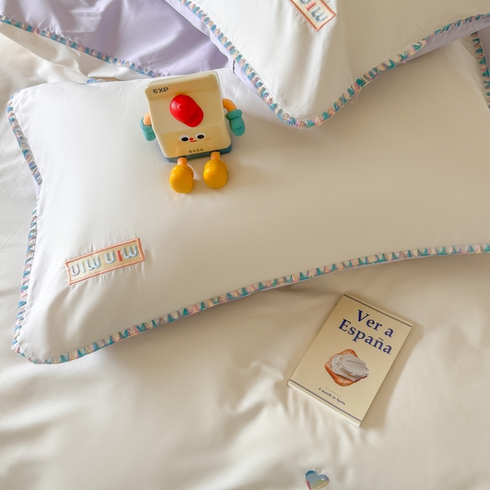 91家纺网 家纺一手货源 找家纺 （总）蜜柚 2026新款全棉贝壳边小清新刺绣花四件套