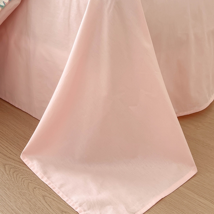 91家纺网 家纺一手货源 找家纺 蜜柚 2026新款全棉贝壳边小清新刺绣花四件套 幸福树-粉