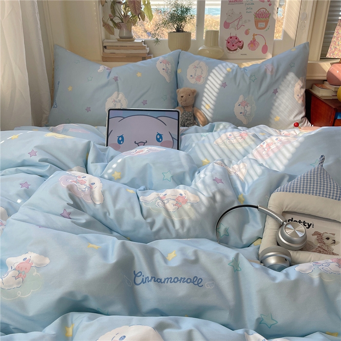 91家纺网 家纺一手货源 找家纺 桃子家居 2026新款A类三丽鸥正版授权卡通数码印花混搭纯棉印花系列四件套 棉三丽鸥-云朵玉桂狗