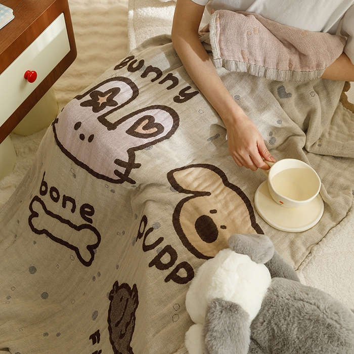 91家纺网 家纺一手货源 找家纺 沐珩家纺 2026新款全棉纯棉四层纱布浴巾沙发巾加大尺寸多功能毛巾毯 动物乐园