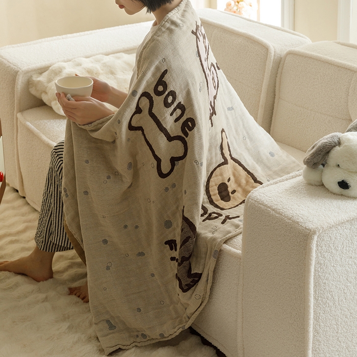 91家纺网 家纺一手货源 找家纺 沐珩家纺 2026新款全棉纯棉四层纱布浴巾沙发巾加大尺寸多功能毛巾毯 动物乐园