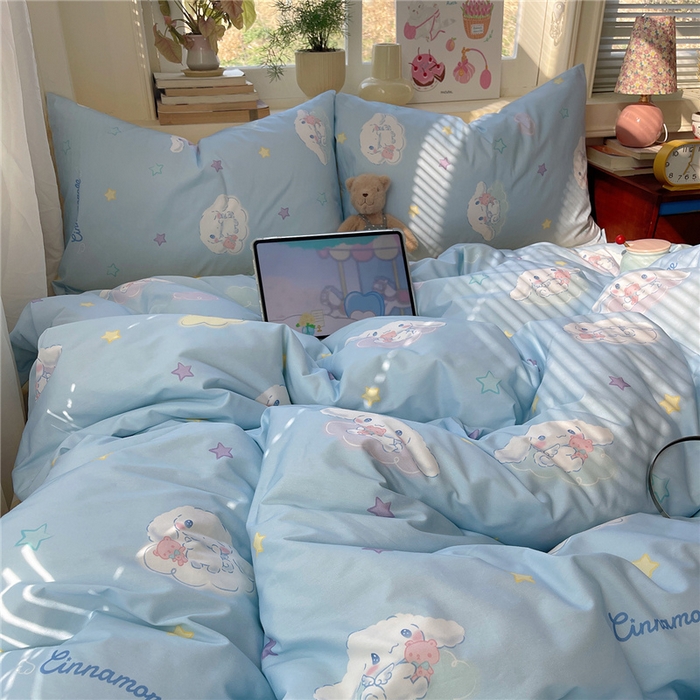 91家纺网 家纺一手货源 找家纺 桃子家居 2026新款A类三丽鸥正版授权卡通数码印花混搭纯棉印花系列四件套 棉三丽鸥-云朵玉桂狗