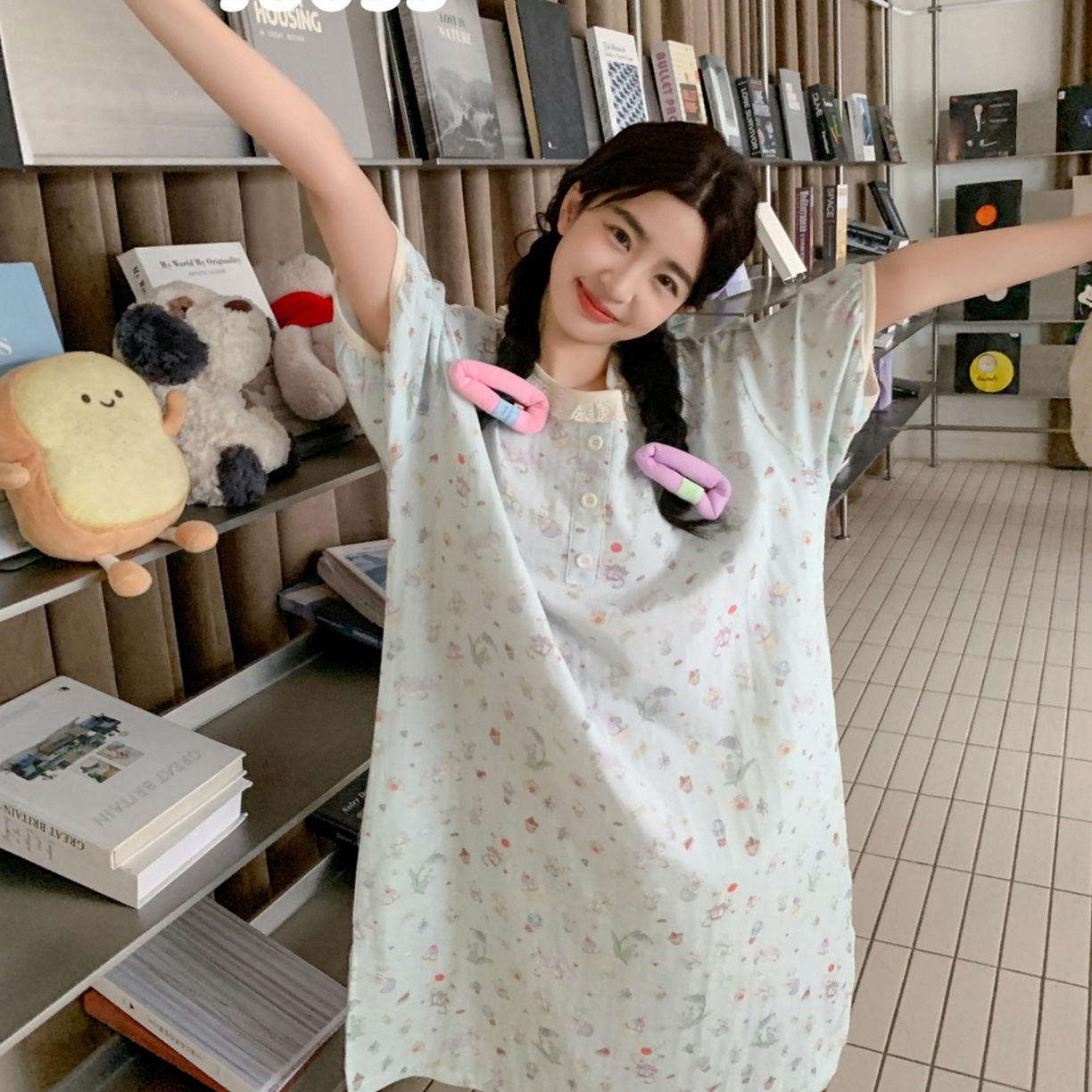 91家纺网 家纺一手货源 找家纺 妍景家居生活馆 2026新款春日特辑家居裙 绿色