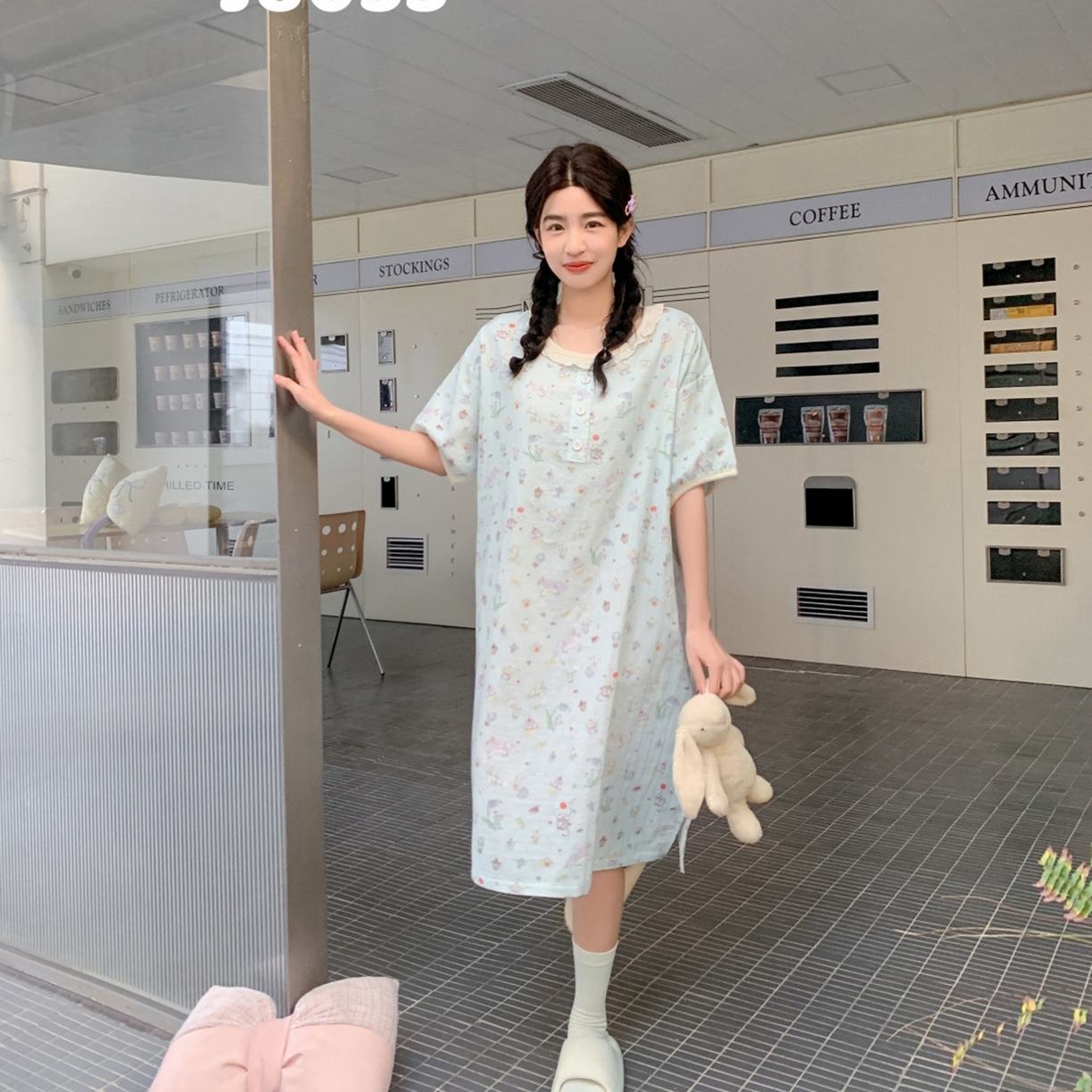 91家纺网 家纺一手货源 找家纺 妍景家居生活馆 2026新款春日特辑家居裙 绿色