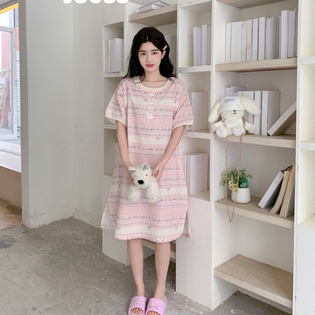 91家纺网 家纺一手货源 找家纺 妍景家居生活馆 2026新款春日特辑家居裙 粉色