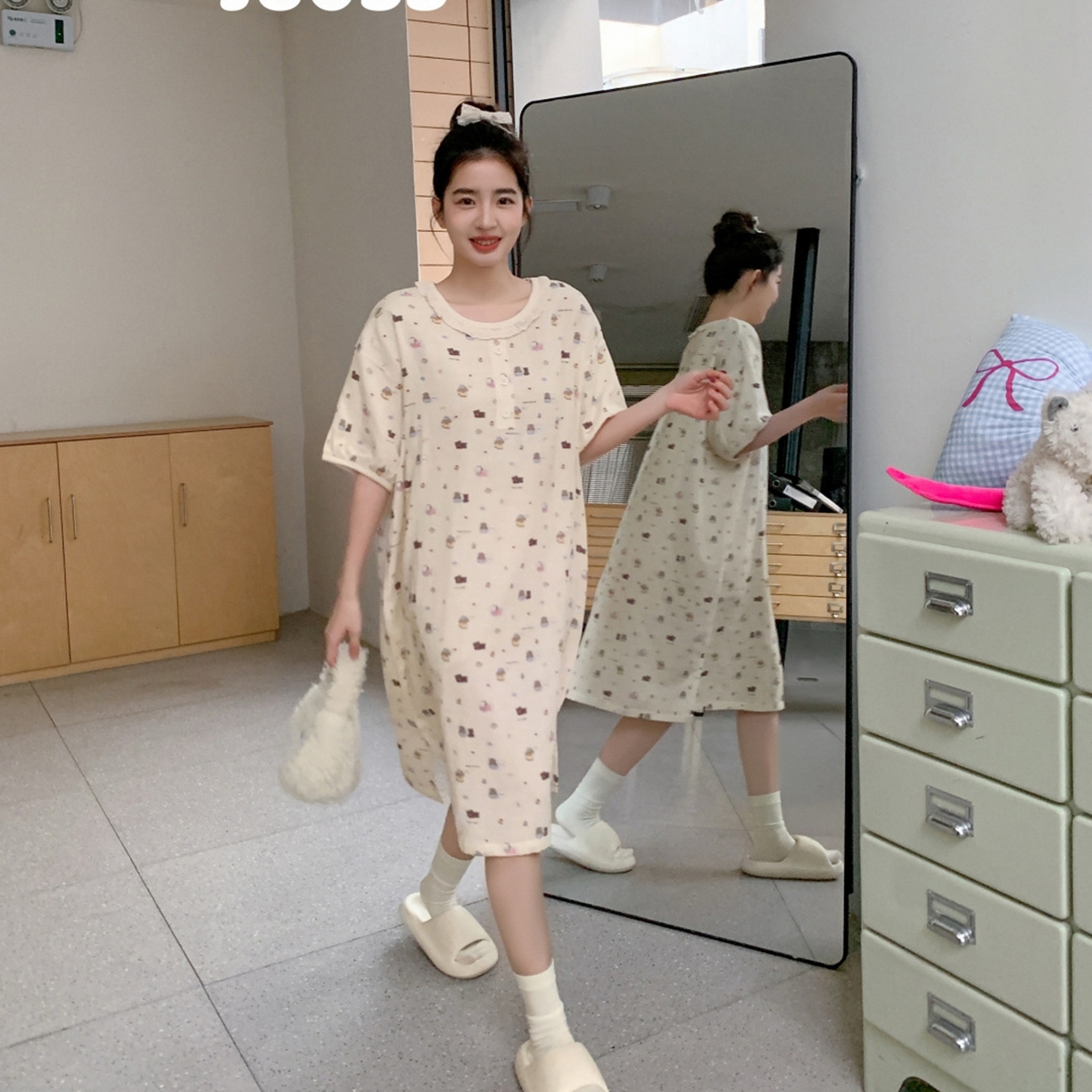 91家纺网 家纺一手货源 找家纺 妍景家居生活馆 2026新款春日特辑家居裙 黄色