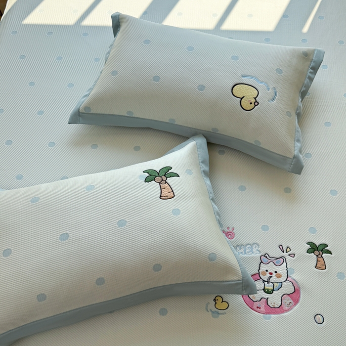 91家纺网 家纺一手货源 找家纺 凯罗 2026凯罗新款卡通印加绣花小红书爆款凉豆豆绣花床席可水洗床席款 夏日派对