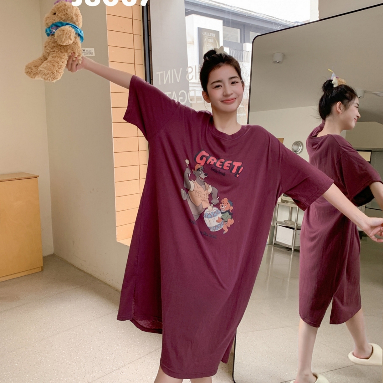 91家纺网 家纺一手货源 找家纺 妍景家居生活馆 2026新款丹麦夏日懒人裙 紫红