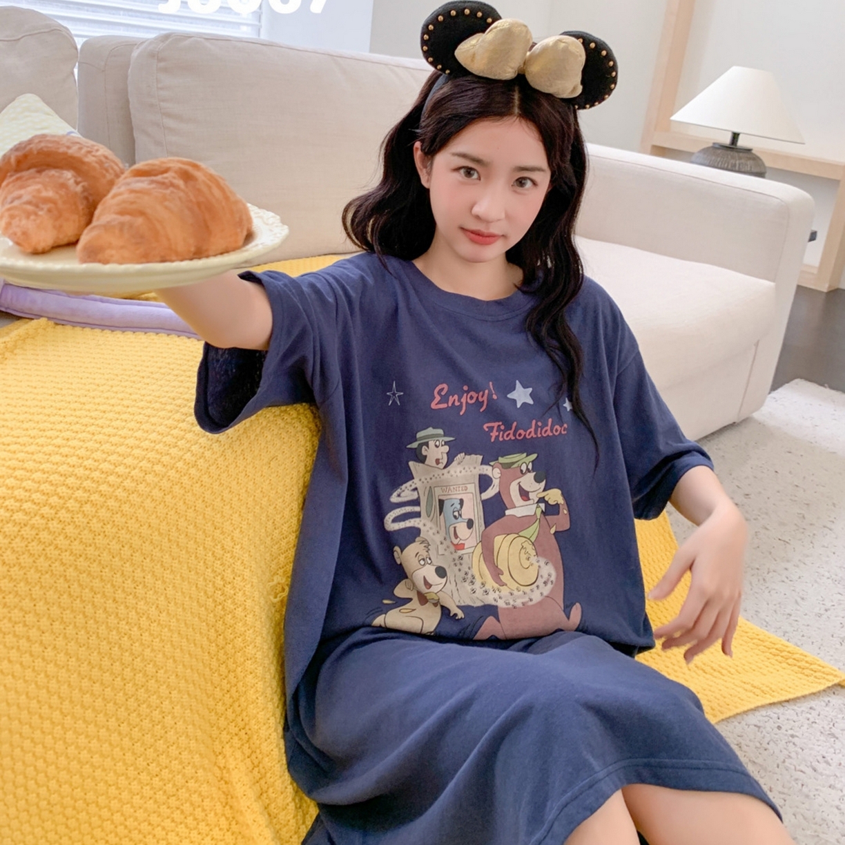 91家纺网 家纺一手货源 找家纺 妍景家居生活馆 2026新款丹麦夏日懒人裙 藏蓝