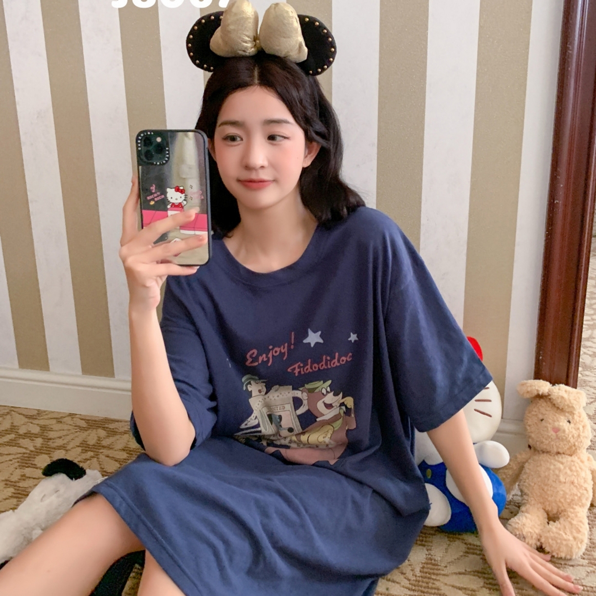 91家纺网 家纺一手货源 找家纺 妍景家居生活馆 2026新款丹麦夏日懒人裙 藏蓝