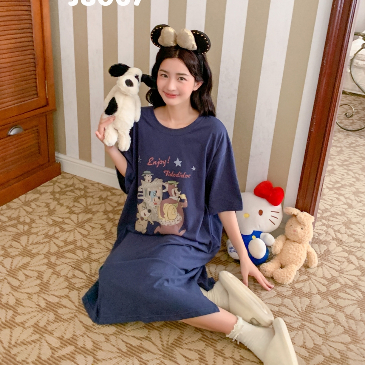 91家纺网 家纺一手货源 找家纺 妍景家居生活馆 2026新款丹麦夏日懒人裙 藏蓝