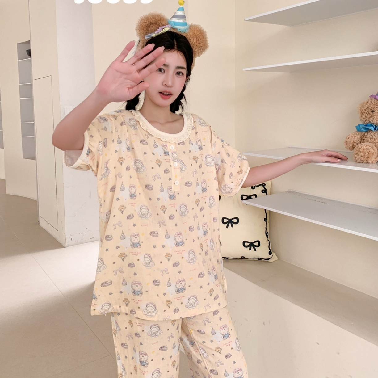 91家纺网 家纺一手货源 找家纺 妍景家居生活馆 2026新款甜蜜星愿套装 黄色