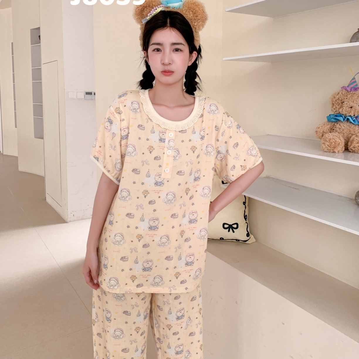 91家纺网 家纺一手货源 找家纺 妍景家居生活馆 2026新款甜蜜星愿套装 黄色