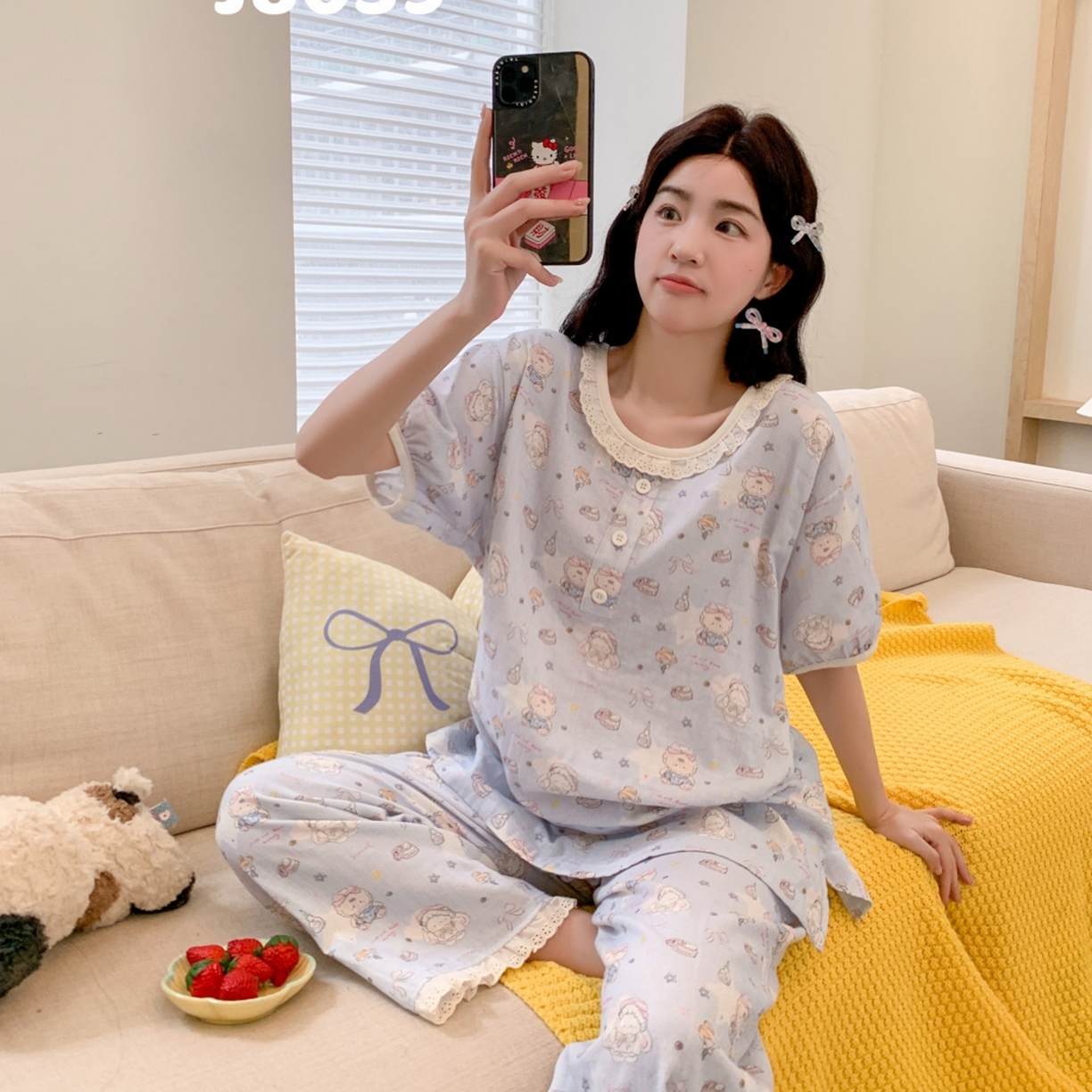 91家纺网 家纺一手货源 找家纺 妍景家居生活馆 2026新款甜蜜星愿套装 蓝色