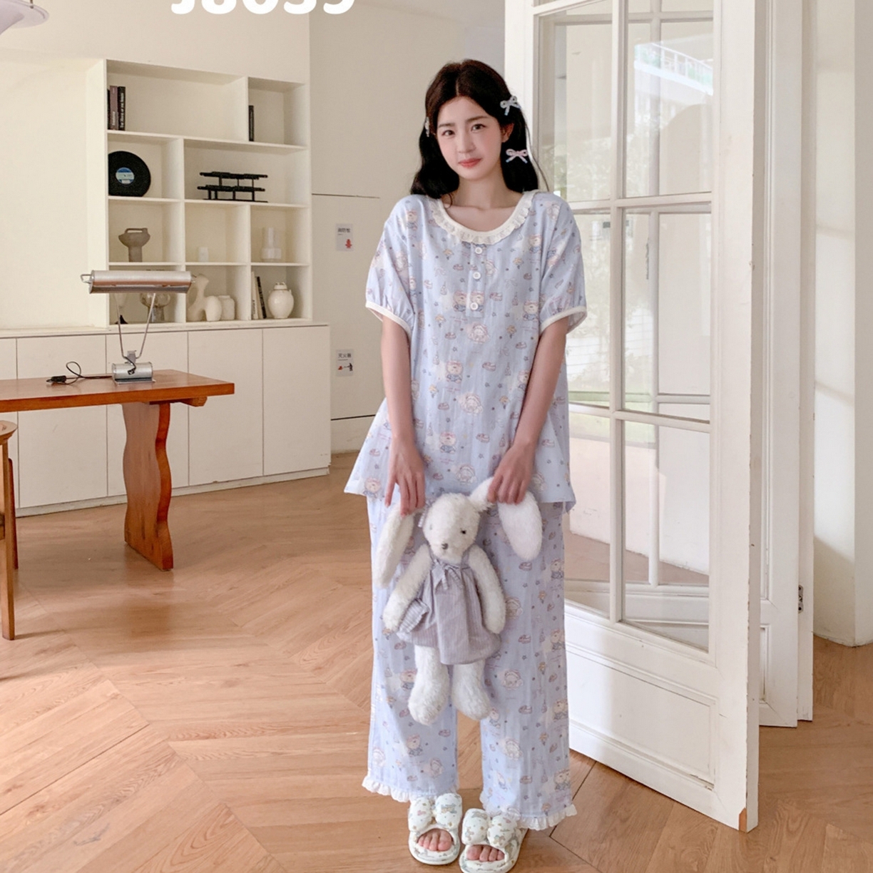 91家纺网 家纺一手货源 找家纺 妍景家居生活馆 2026新款甜蜜星愿套装 蓝色