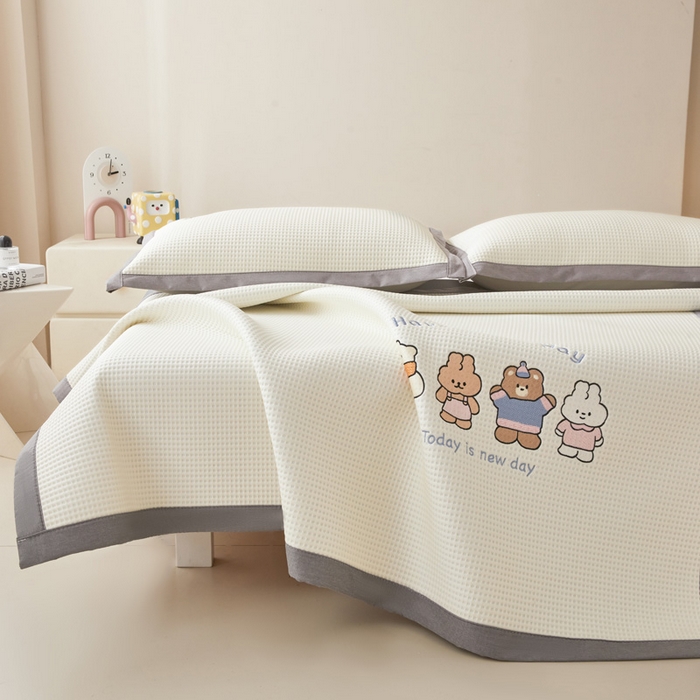 91家纺网 家纺一手货源 找家纺 （总）凯罗 2026新款卡通绣花小红书爆款凉豆豆绣花床席可水洗床席凉席席子